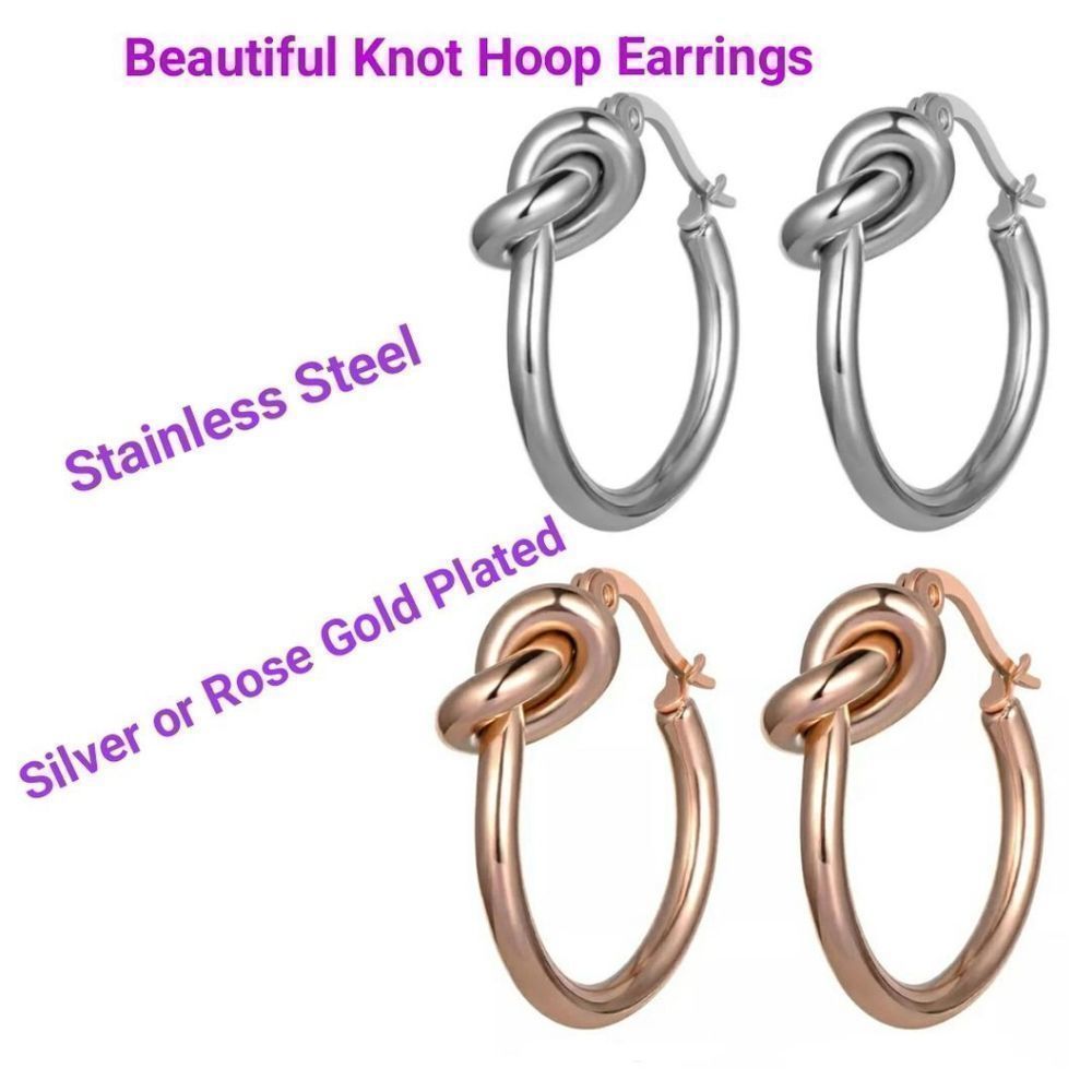 Chunky Knot Hoop Earrings - Stainless Steel